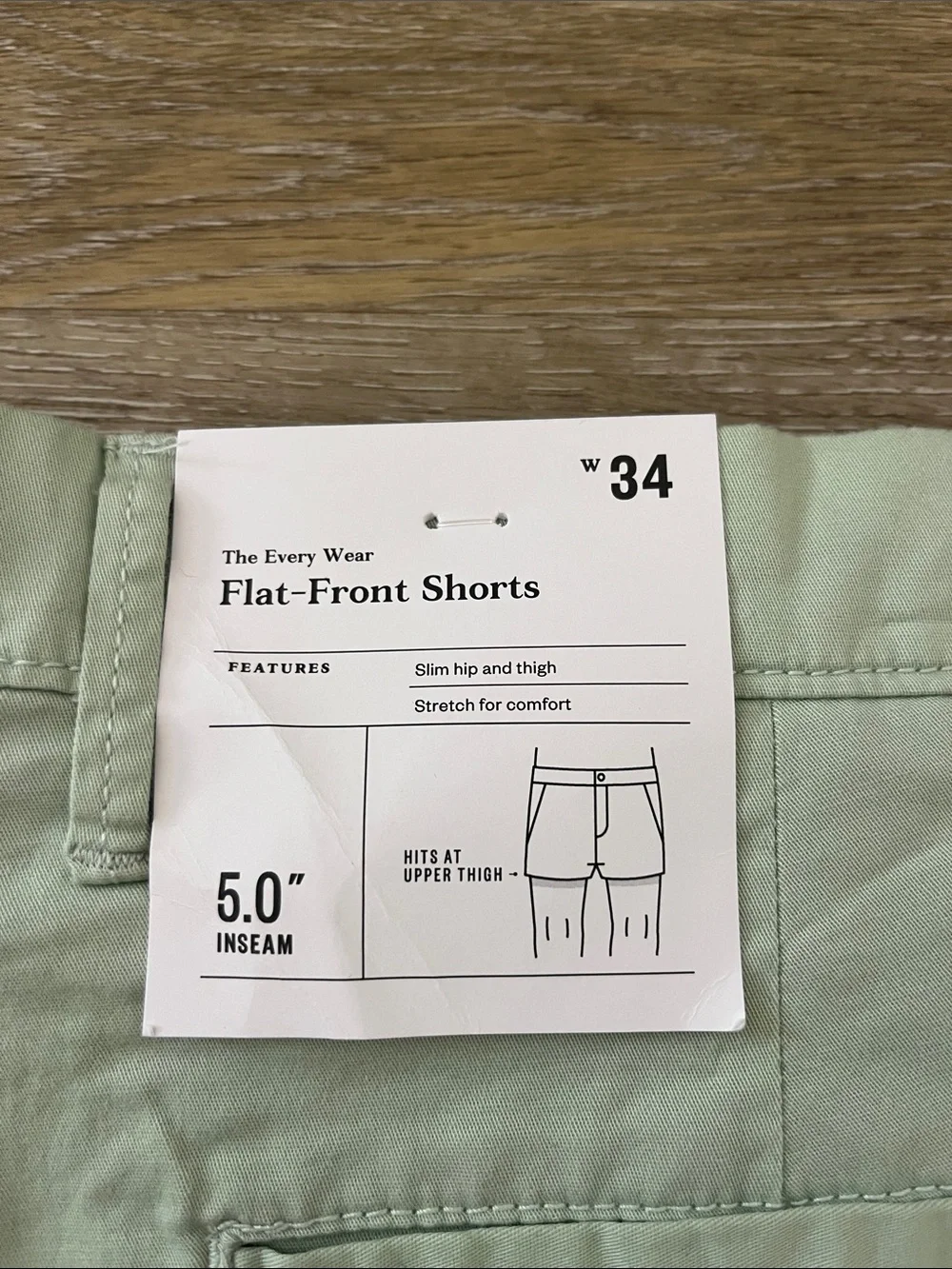 NWT Goodfellow & Co Men's Every Wear Flat Front Shorts Mint Green Size 34